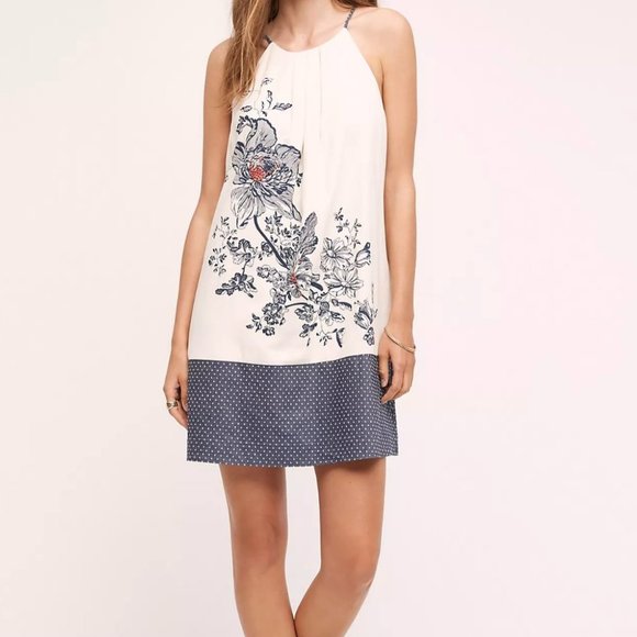 Floreat Anthropologie Sava Silk Halter Summer Midi Dress 6 Small - Picture 1 of 16